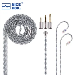 NICEHCK BlueLuna Silver Plated OFC Flat 2Pin HiFi Earphone Upgrade IEM Cable with 3-in-1 Detachable Plugs for HIMALAYA F1 Pro