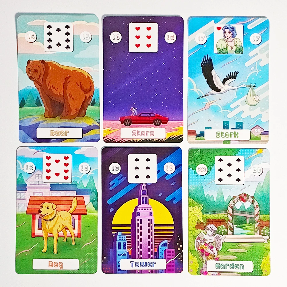 9*6cm Back To The 80's Lenormand Deck Printed on 350GSM Double-embossed Cardstock 36 Pcs Lenormand Cards + 2 Special Cards