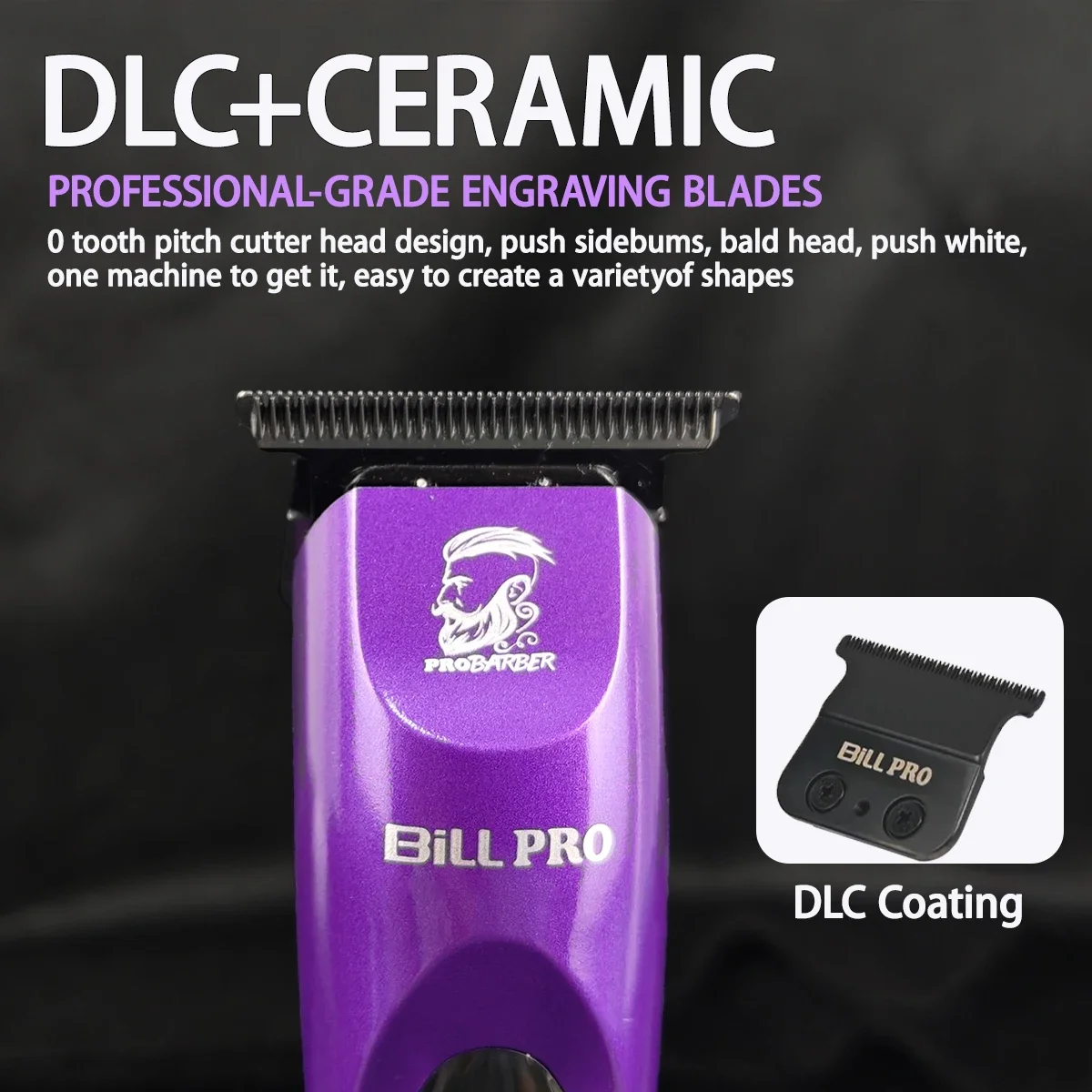 BiLL PRO BL951 7000RPM DLC CERAMIC Blade Professional Hair trimmer OilHead Engraving Barbershop Men's Zero-Cut Blade