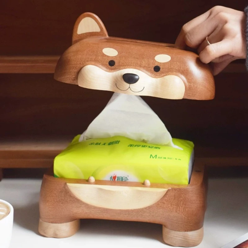 Creative Design Premium Shiba Inu Tissue Box Cover for Living Room Coffee Table Desktop Storage