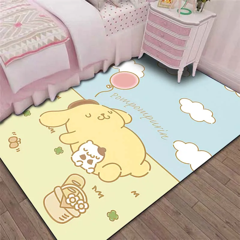 Kawaii Sanrio Pom Pom Purin Printing Carpet for Living Room Bedroom Kid's Room Home Decor Non-slip Mat Pink Room Decor Area Rug