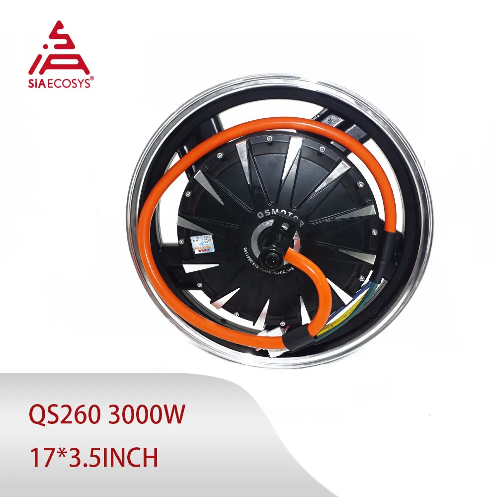 

QSMotor 3000W Hub Motor 17x3.5inch BLDC Electric Scooter Motor, Big Slot Design 260 40H V4 High Torque E-Motorcycle