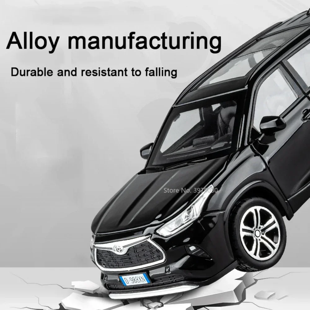 1/32 Highlander SUV Car Model Toy Zinc Alloy Diecast High Simulation Off Road Vehicles With Light Music Pull Back Toys For Child