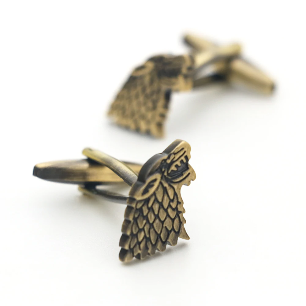 iGame Men's Fashion Cuff Links Bronze Color Direwolf Design Quality Brass Material Wolf Cufflinks Wholesale & Retail