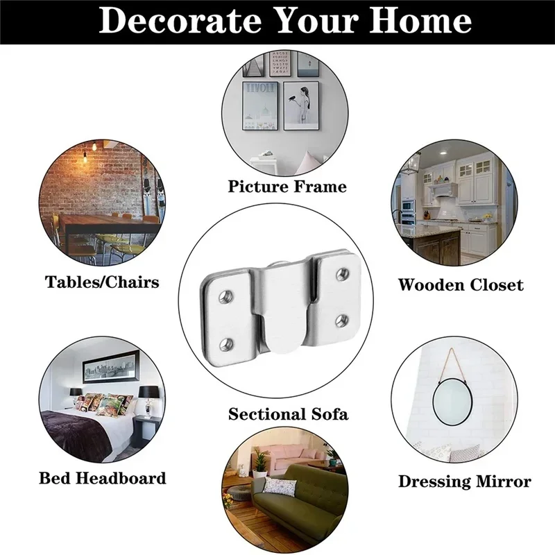 10pcs Flush Mount Bracket Interlock Hanging Buckle Furniture Connector Wall Picture Frame Hanger Display Photo Frames Hooks