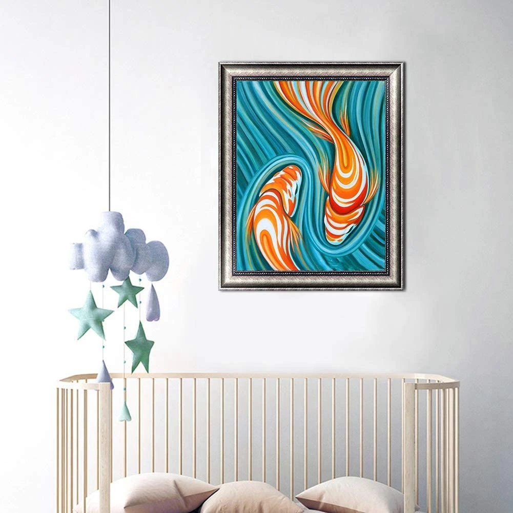 

Hot Painting Full Circle Kit Rhinestone Picture Art Craft Home Door Decoration (Carp Koi)