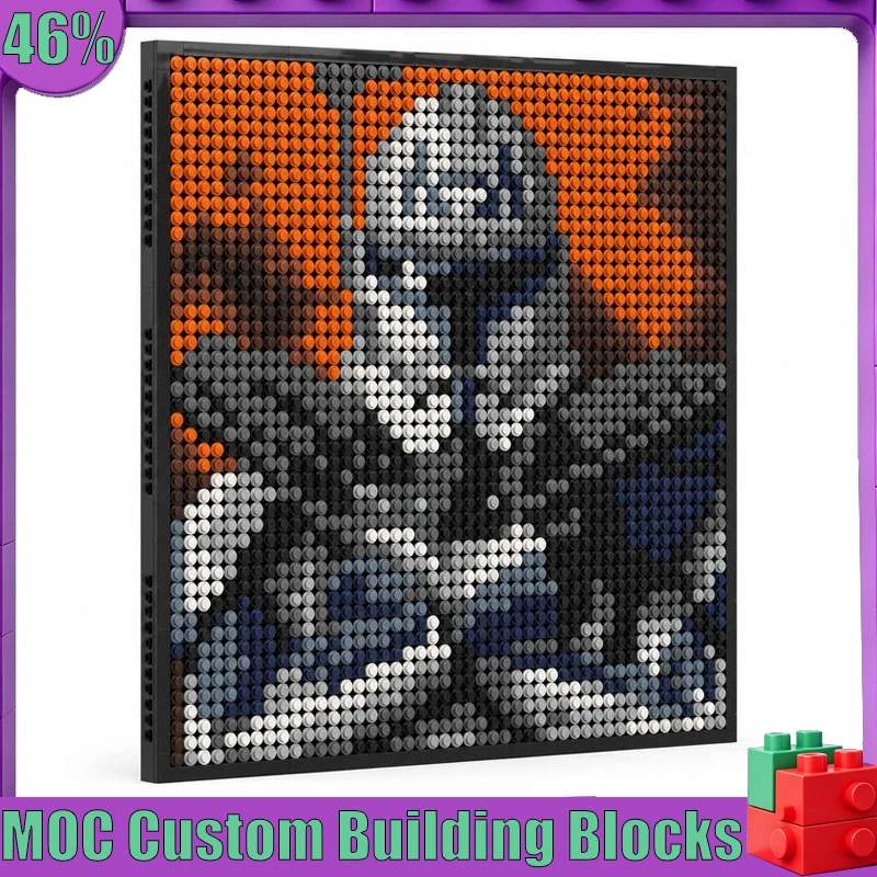 

2193 Parts Wall Mounted Frame Style Futuristic Armored Soldier Half Body Bust Decor Display MOC Blocks Model Gift For Hobbyist