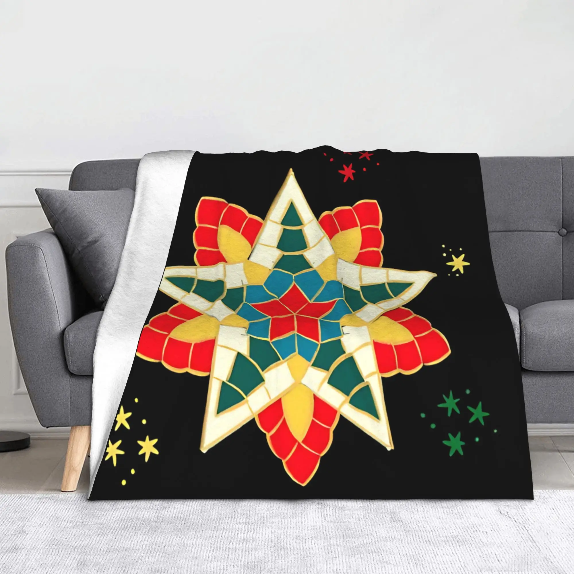 Philippines Christmas Parol Blanket Maligayang Pasko Flannel Novelty Soft Throw Blanket for Bed Sofa Decoration