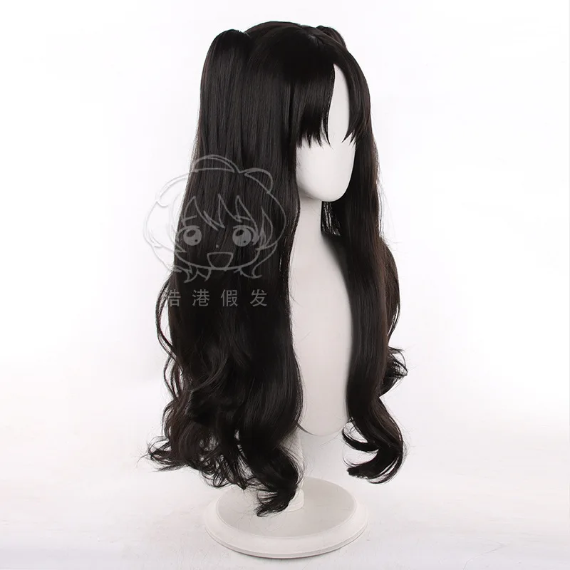 Parrucche Tohsaka Rin ANIME Fate/stay night Parrucca Cosplay 70 cm Parrucche sintetiche resistenti al calore lunghe Colore marrone nero + Protezione parrucca