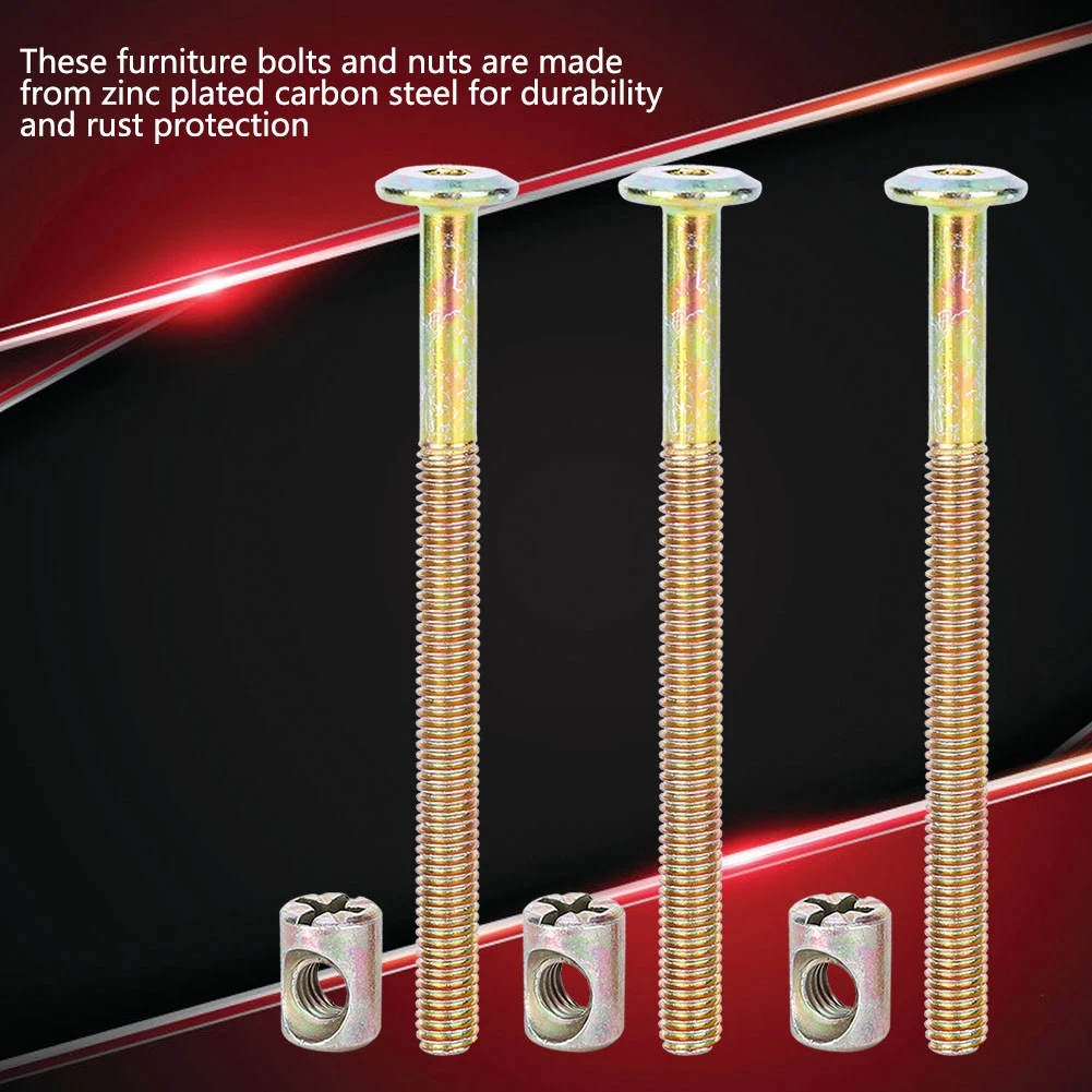 Bulloni per mobili in acciaio al carbonio M6 con dadi a botte Connettore per dadi di centraggio Dispositivo di fissaggio per mobili Connettore per mobili