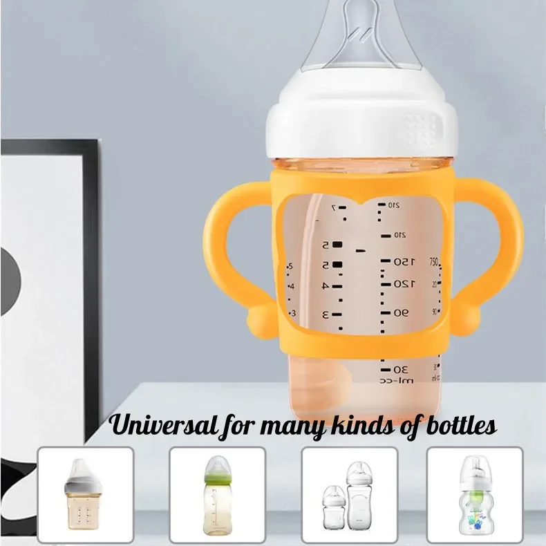 Newborn Bottles Soft Silicone Handle for Universal Wide Mouth Milk Bottles Grip Handle Heat Resistant Feeding Bottle Accessories