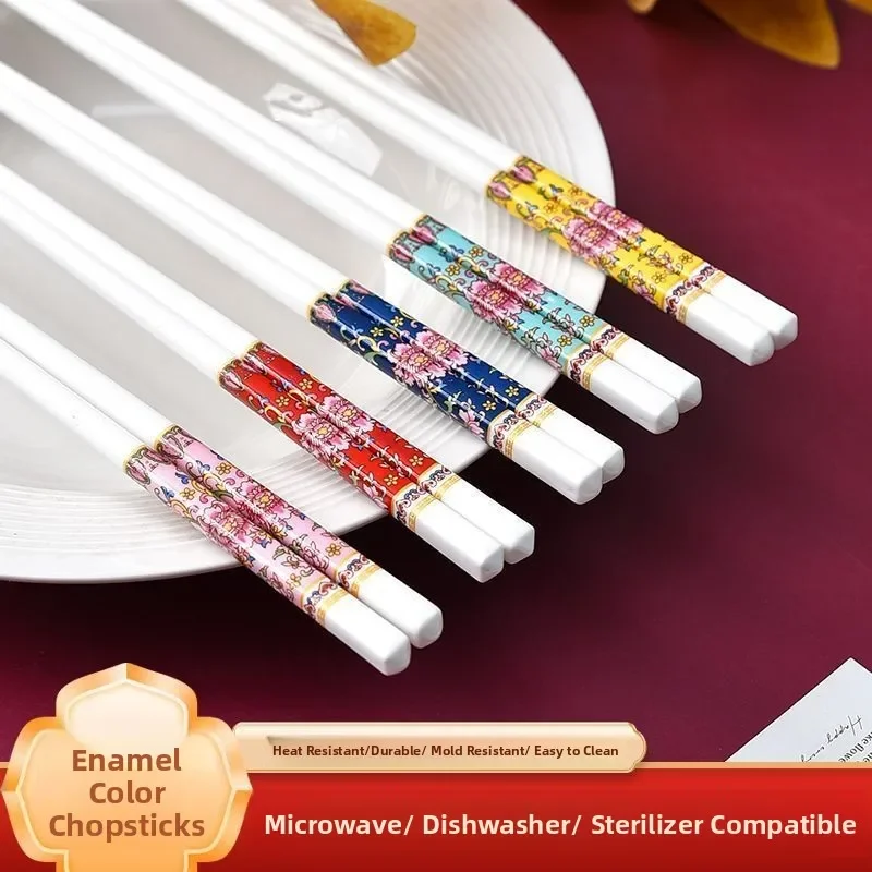 High-End Ceramic Chopsticks Food Grade Enamel Color Resistant to High Temperatures Lightweight Luxury Home Use Non-Fermentable
