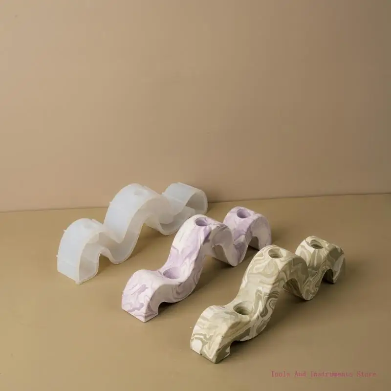 molde siliconas geométricas curvas velas curvas para decoración del hogar Molma resinas candelabros hechas a