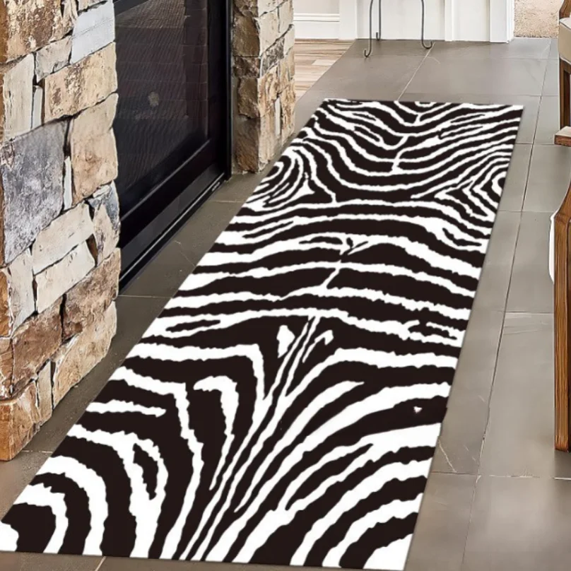 

Animal Stripes Runner for Entryway Boho Beige Animal Zebra Print Rugs for Living Room, Wildlife Fur Print Non-Skid Carpets