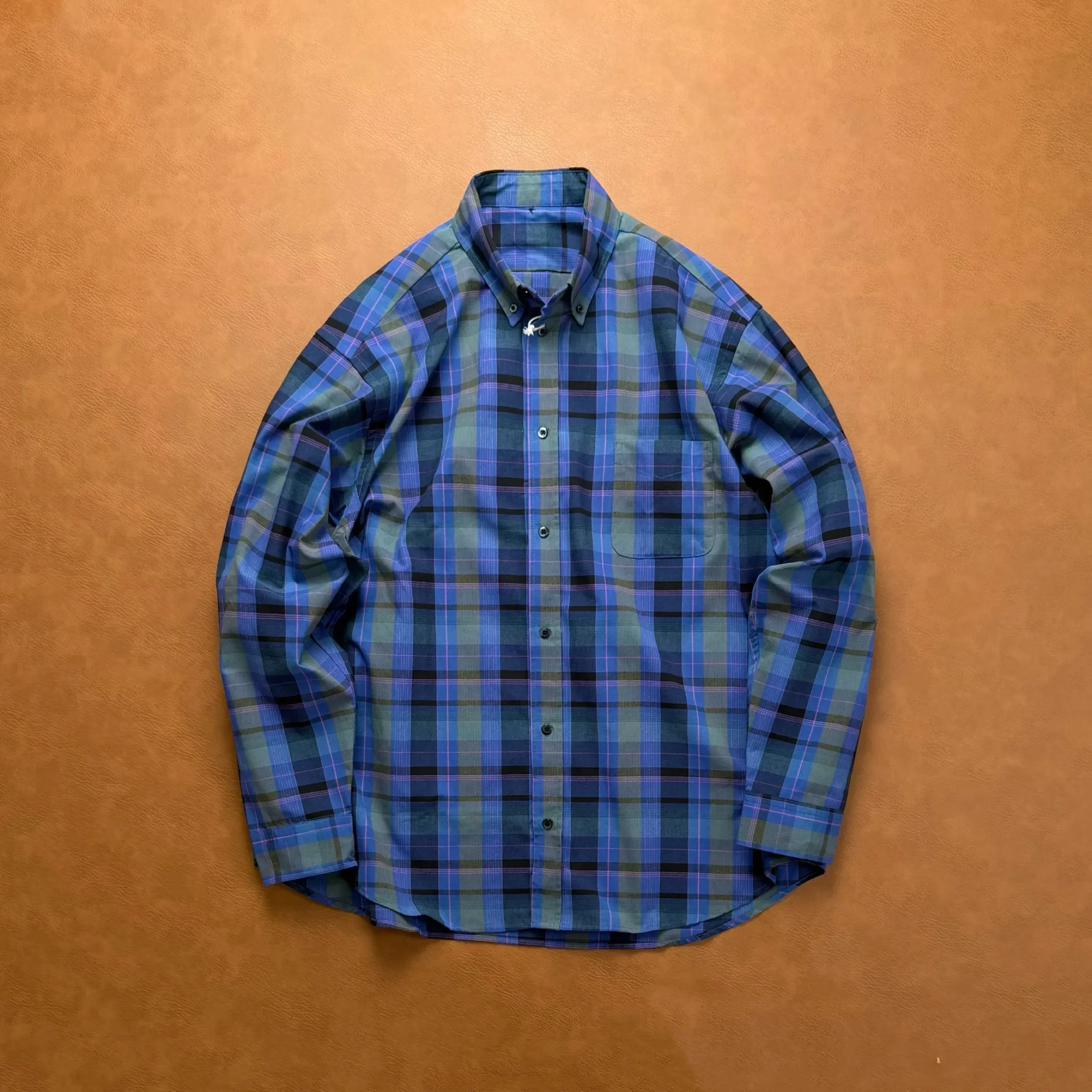 Japanese silhouette cut plaid loose function street long sleeve shirt jacket
