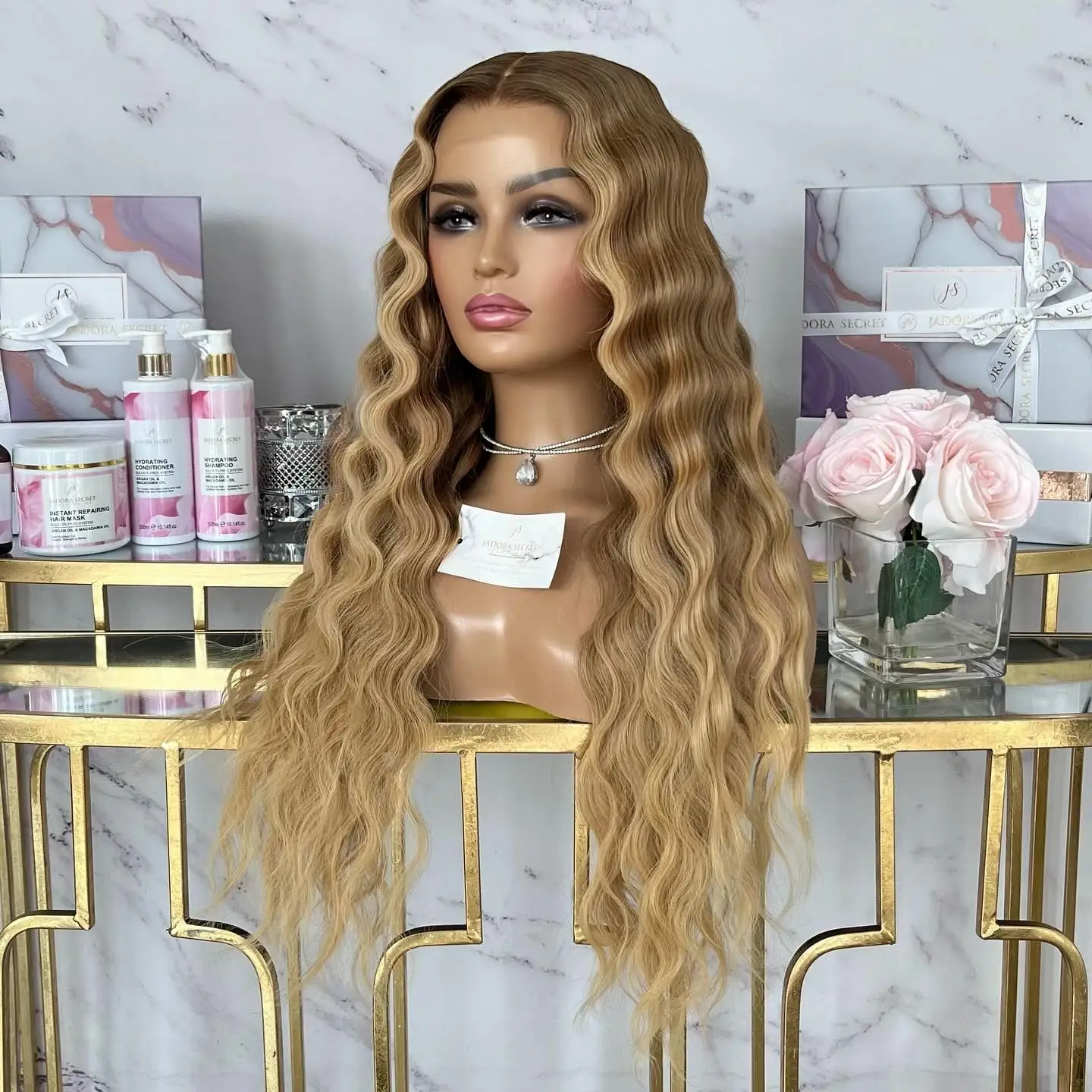 

Light Blonde Brown Curly Middle Part Wig Ombre Brown Blonde Wig Blonde Hairline Curly Wig High Quality Natural Wavy Average Wig