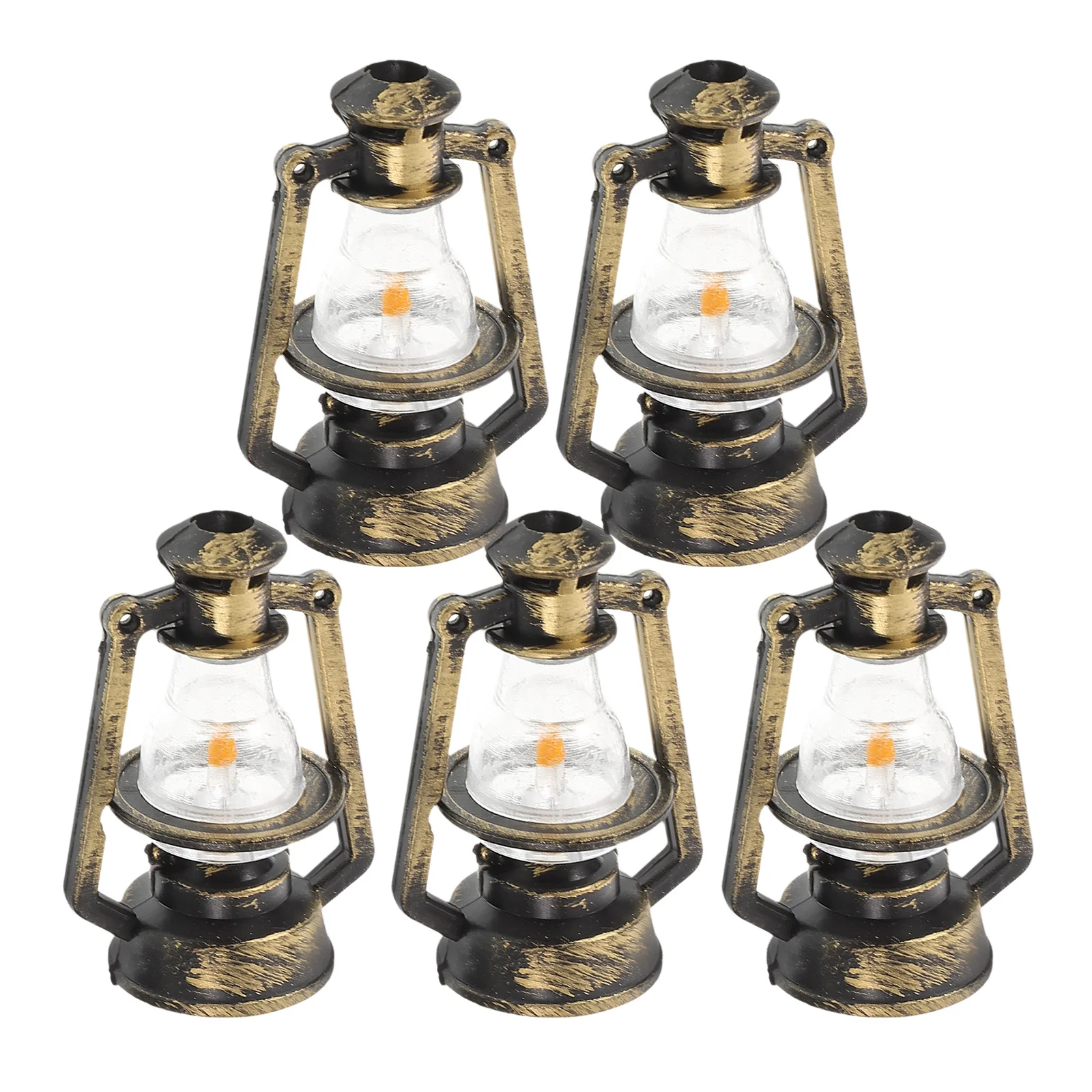 5 pçs estilo retro mini lanterna decoração para casa de bonecas iluminação cena em miniatura realce diy montagem item exibição