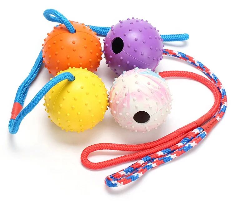 Interactive Dog Toy Ball On a Rope Reward Durable Chew Fetch Tug Dog Toy