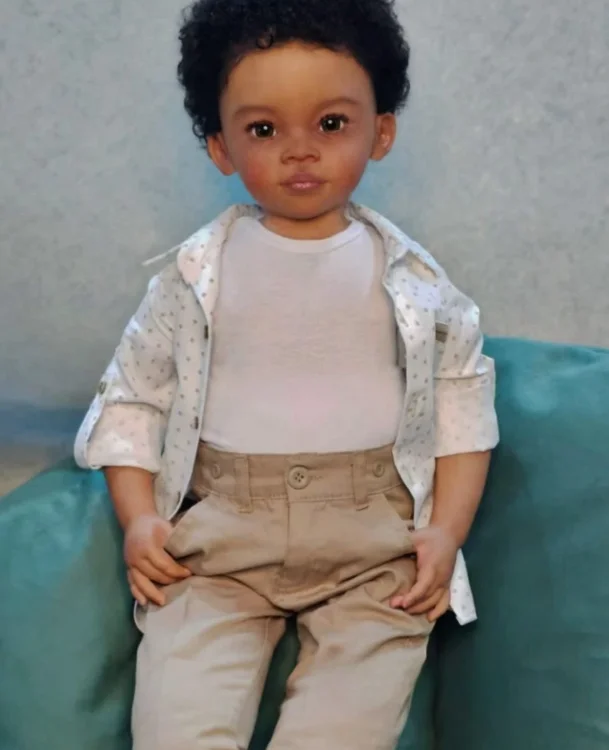 EGO 28inches Meili Tanned Skin Reborn Baby BOY Doll Hand-Rooted Hair Toddler Girl Toy Kids GIFT