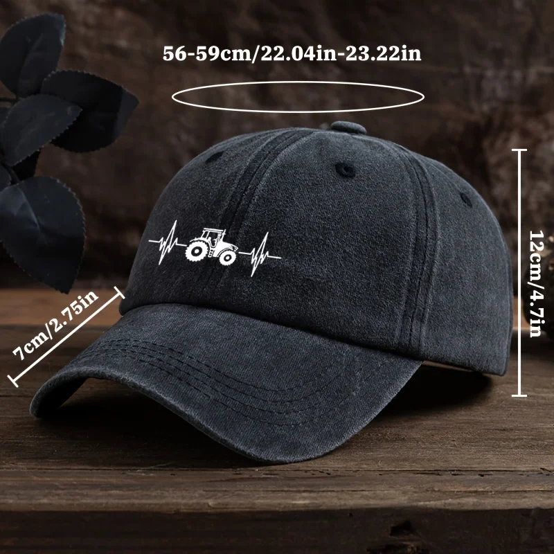 Men' & Women' Tractor Print Baseball Cap with Tractor-Themed, Adjustable Snapback Hat Suitable for Outdoor, Casual, Farming, Dri
