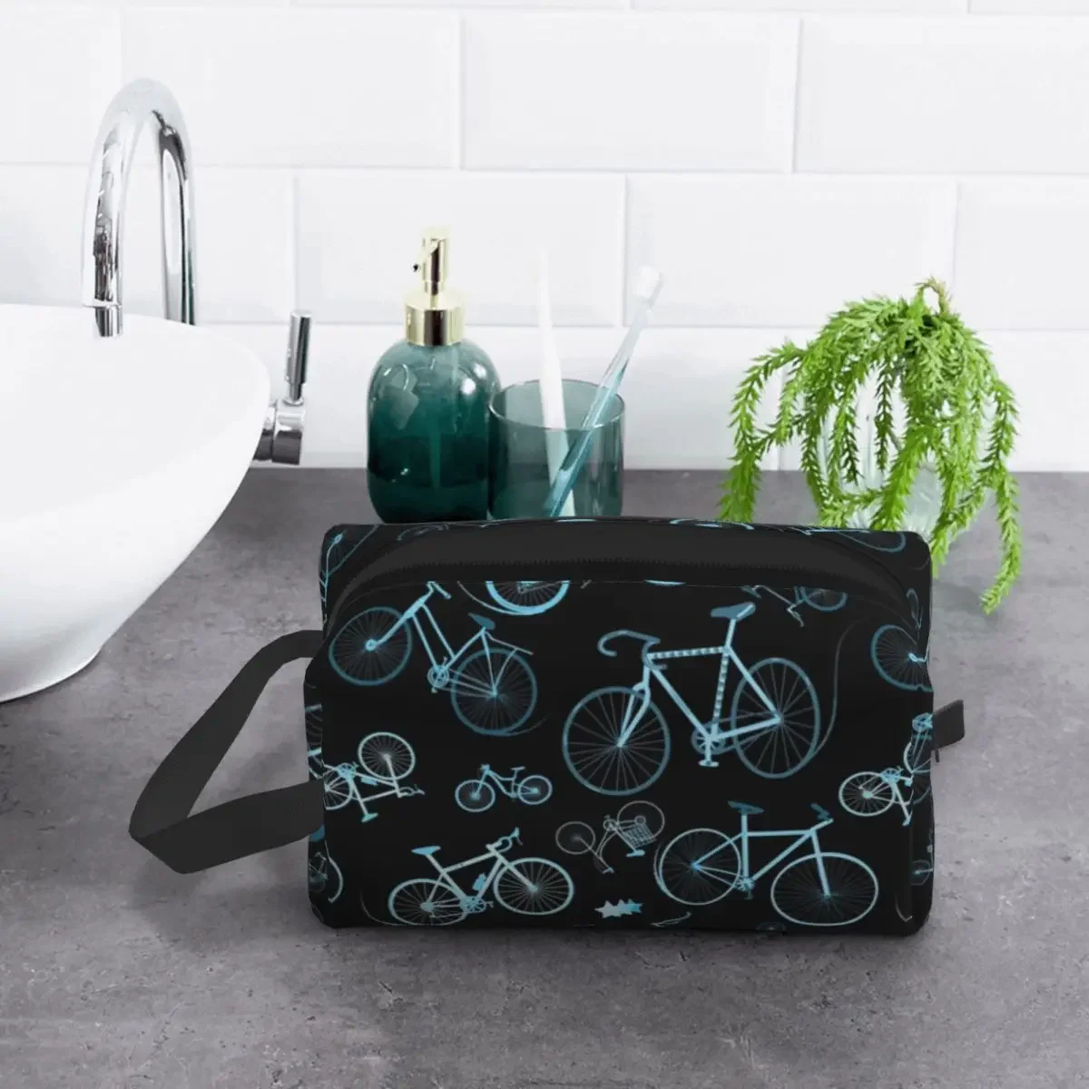

Custom MTB Bicycle Bike Makeup bag for Women Travel Cosmetic Organizer Cute Biker Cyclist Storage Toiletry Bags