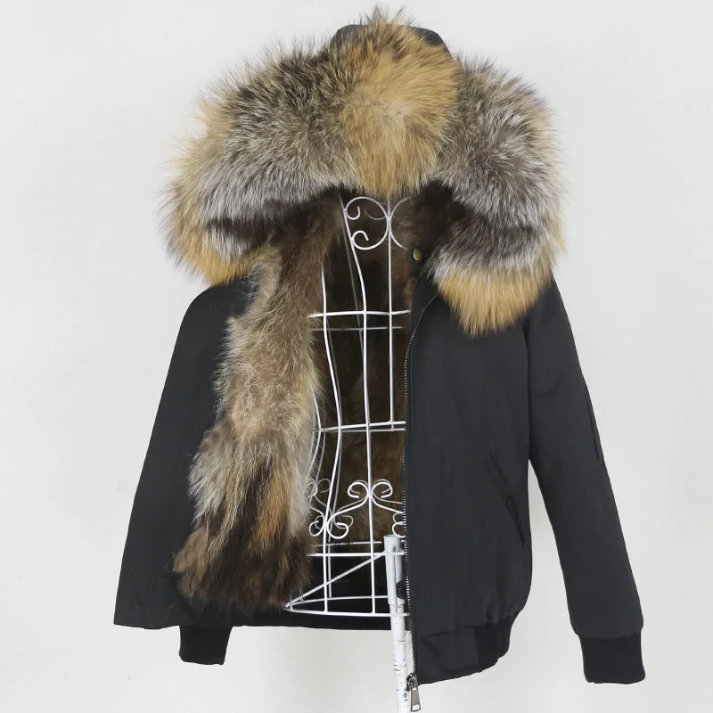 

2023 New Pai Overcomes Thickened Raccoon Dog Fur Inner Tank, Detachable True Fox Fur Large Collar Jacket, Fur Coat