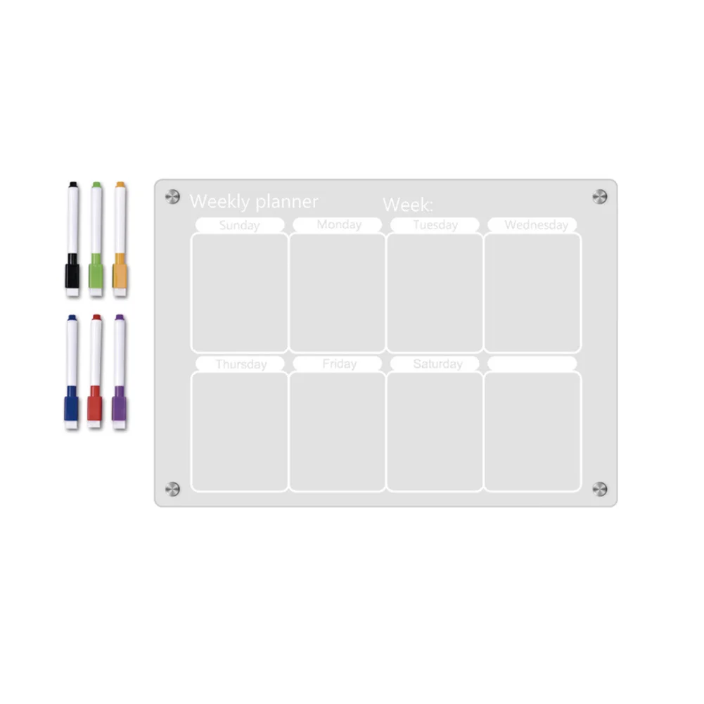 Clear Calendar For Fridge Acrylic Weekly Strong Magnetic Board Planner For Refrigerator Whiteboard Includes 6 Erasable Markers