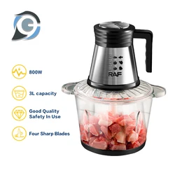 EXSAMO 800W Electric Food Processor Chopper Two Speeds 3L Glass Bowl Blender Meat Grinder For Babyfood Vegetables Onion Garlic