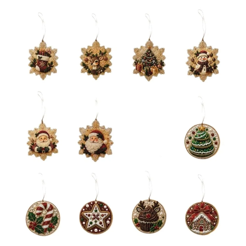 2D Flat Diamond Painting Kit Multi-Style Hand-made Craft DIY Christmas Ornament Well-equipped Entry-level Christmas Tree Pendant