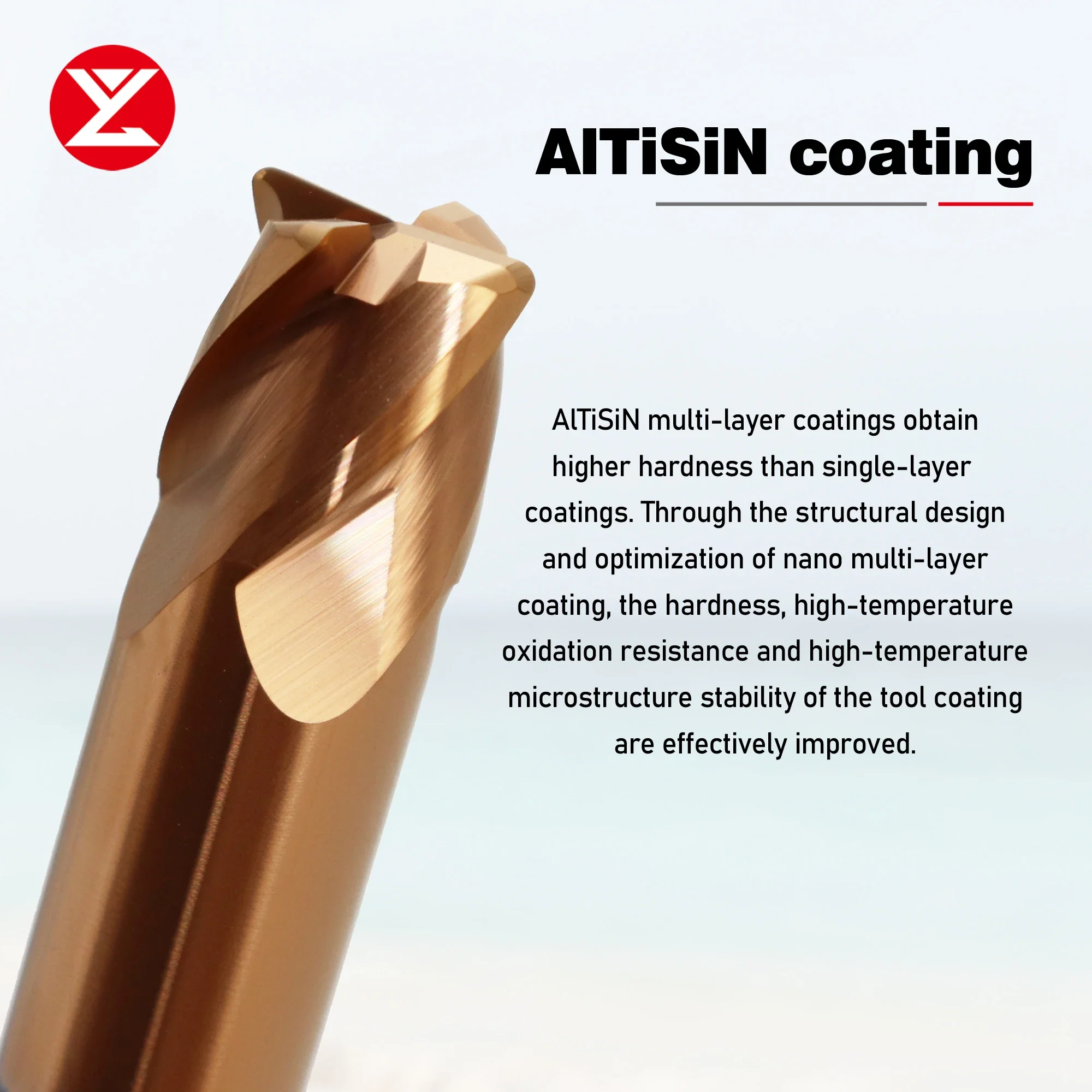 4Flute HRC68 Carbide Bull Nose Corner Radius End mill R0.2 R0.5 R1 R2 CNC R Bullnose Milling Cutter for Steel Hardened materials