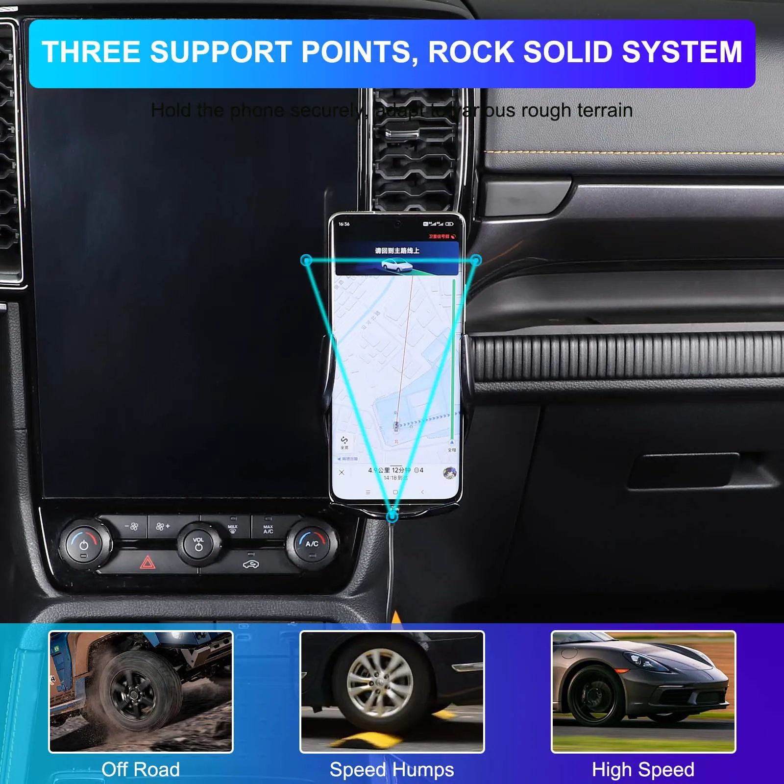 For Ford Ranger T9 2023+ Car central control air outlet right side Mobile phone holder GPS navigation holder Auto accessories