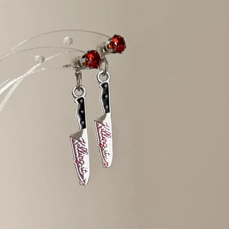 Dark Gothic Punk Rock Rivet Earrings With Ear Backs Retro Y2k Unique Ear Accessories Halloween Unique Jewelry