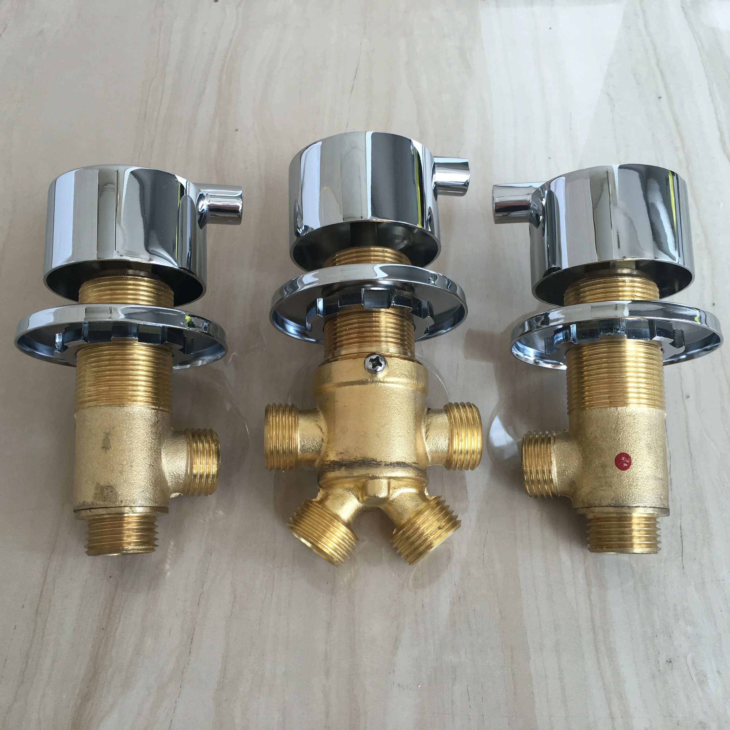 Solid Brass Chrome Finish Bathtub Hot & Cold Water Control Valve Faucet Bath Shower Mixer Bathtub 3 Piece Set Switch Valves