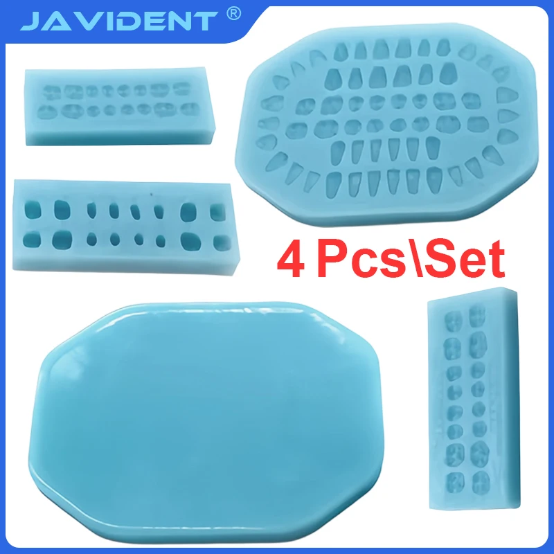 4Pcs Silicone Lab Maxill of Facial Formwork Teeth Former Mould Casting Crown Bridge Making Rubber Mold Tool Dental Instrument