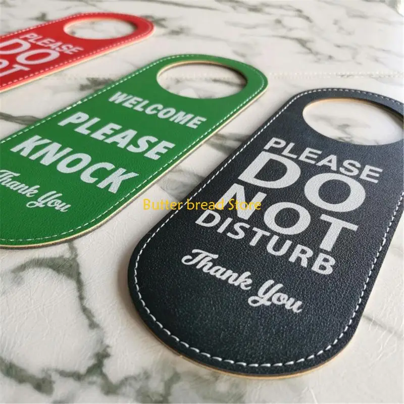 W89C PU Leather Please Door Hanger Sign Reversible Do Not Disturb Sign For Office Conference Room Privacy Decorations