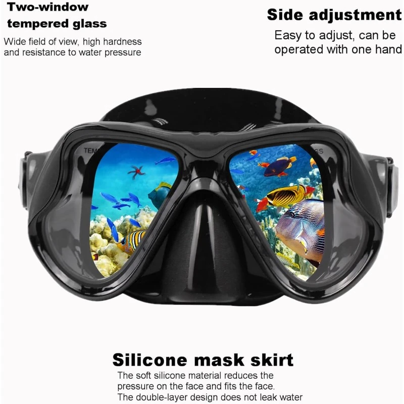 Snorkeling Gear for Adults Snorkel mask Set Scuba Diving mask Dry Snorkel Swimming Glasses Swim Dive mask Nose Cover