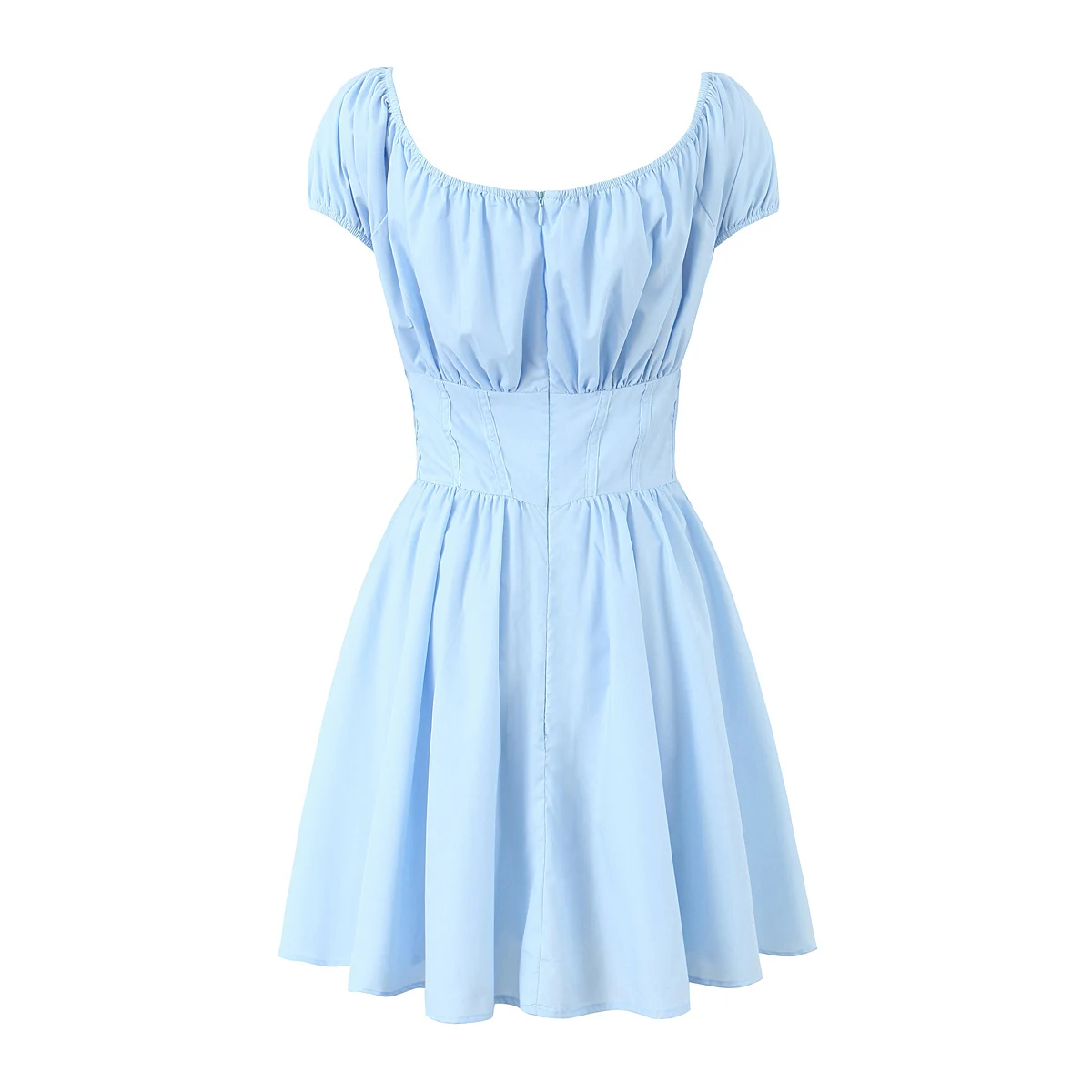 Luxury Dresses Women 2024 Summe Short Dress Sexy Frenchy Mini Dress Button Up Short Sleeve Elegant Cotton Dresses Ruched Blue