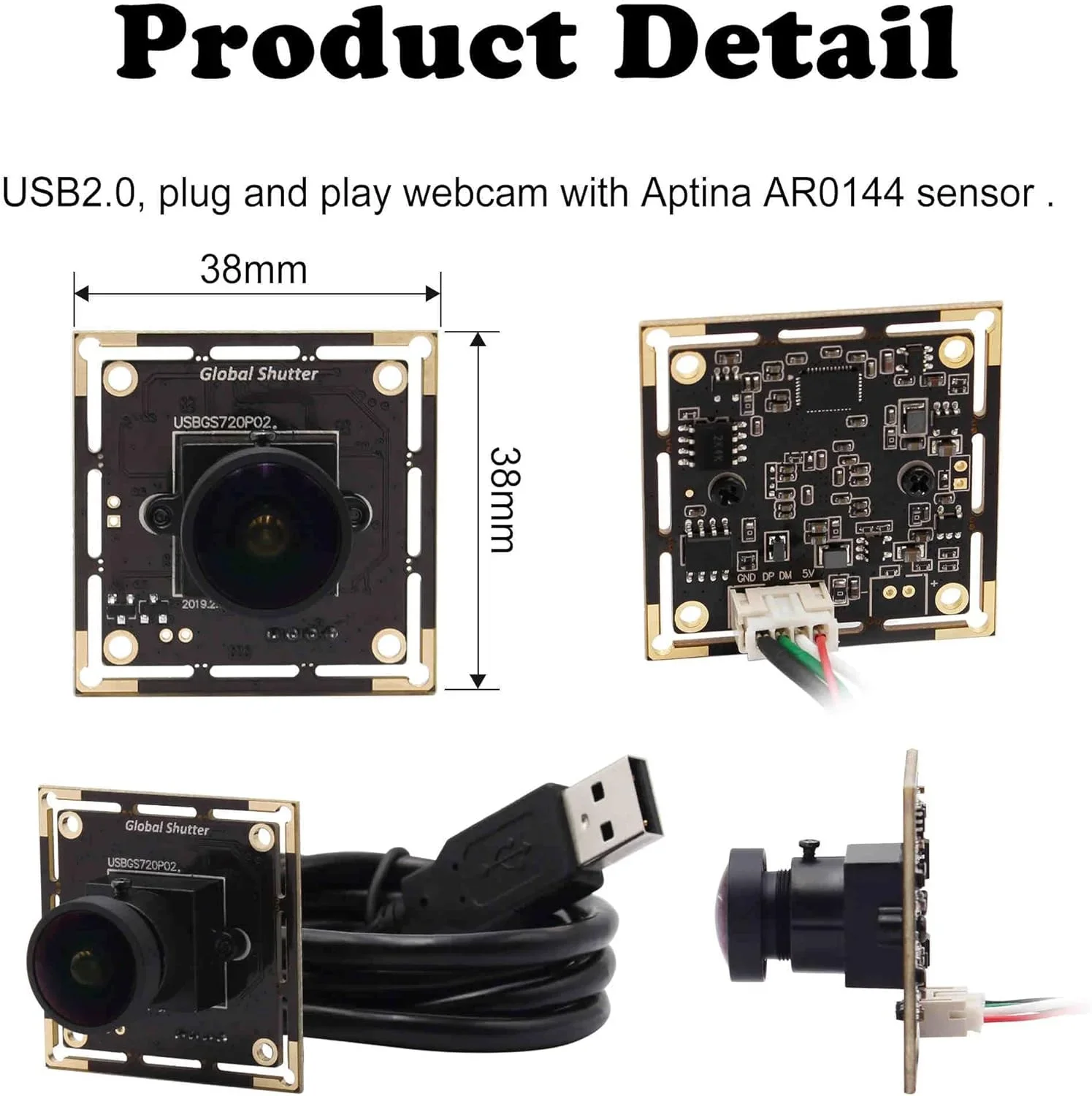 ELP 720P 60fps مصراع عالمي وحدة كاميرا بمنفذ USB كاميرا أبيض وأسود زاوية واسعة عين السمكة M12 عدسة فيديو صغير USB كاميرا ويب ل PI PC