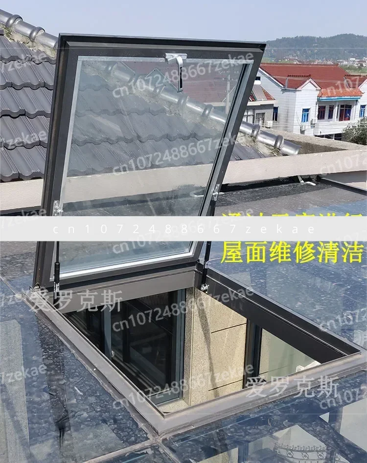 

Roof Aluminum Alloy Inclined Roof Skylight Custom Transformation Sun Room Glass Room Maintenance Upper Manhole Flat