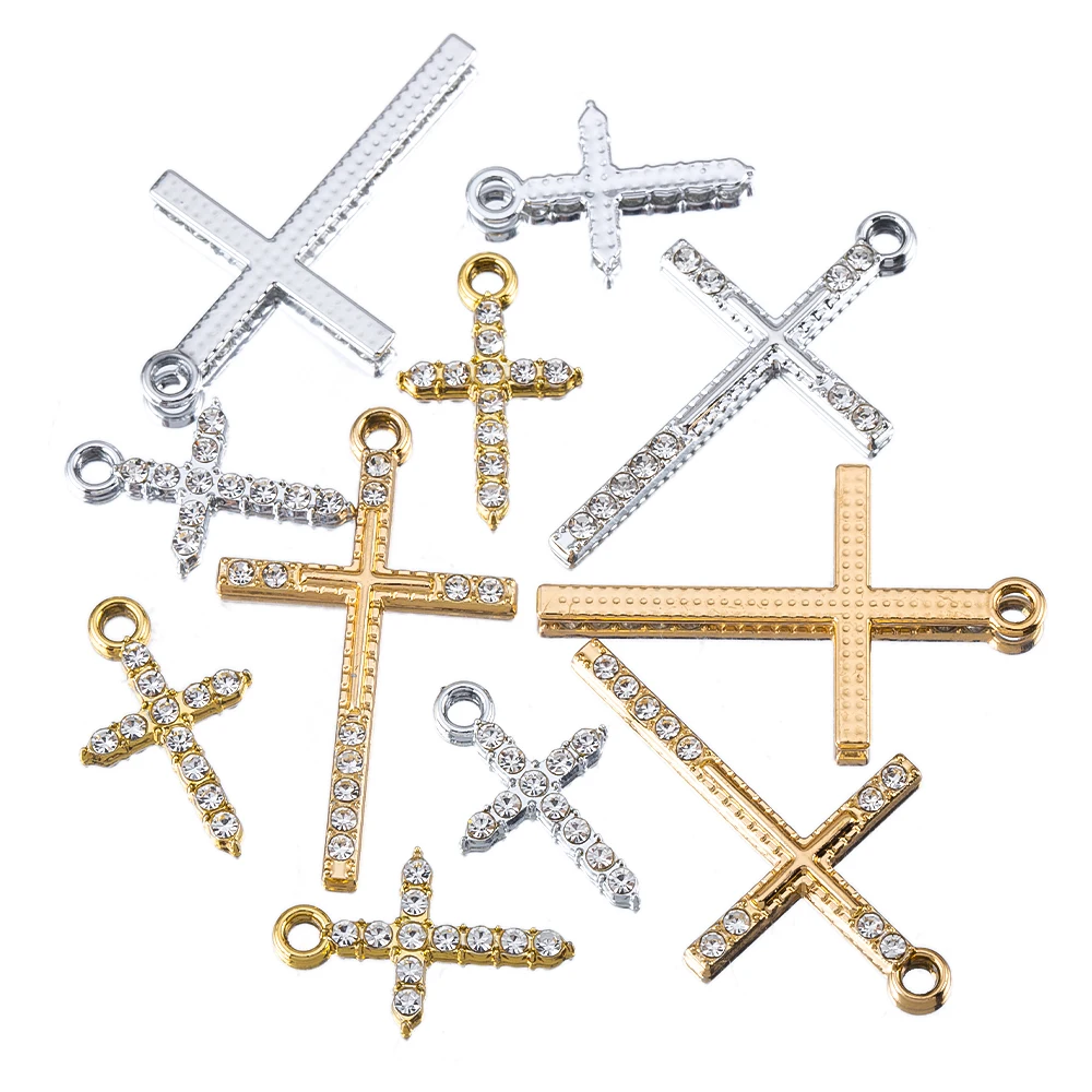 

2pcs Alloy Cross Pendants Inlaid Rhinestone Charms For Diy Jewelry Making Findings Necklaces Earrings Accessories Wholesale