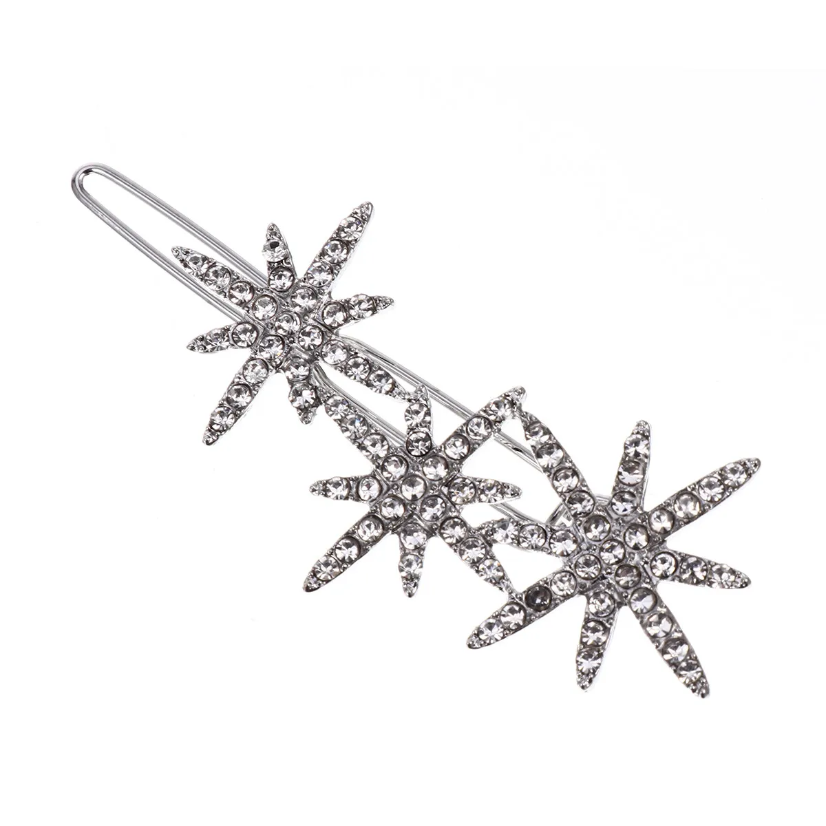 Crystal Rhinestone Snowflake Hair Clips Star Design Shiny Alloy Hair Accessories for Women Wedding Party Christmas Fashion