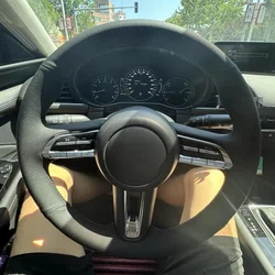Car Steering Wheel Cover Faux Leather Breathable For Mazda 3 Axela 2019 2020 CX-30 2020 MX-30 2020 Steering Wheel Braiding Cover