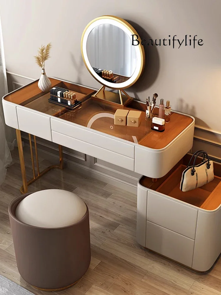 X35 Light Luxury Dresser Bedroom Simple Modern Small Chest Integrated Storage Box High-end Makeup Table Mirror
