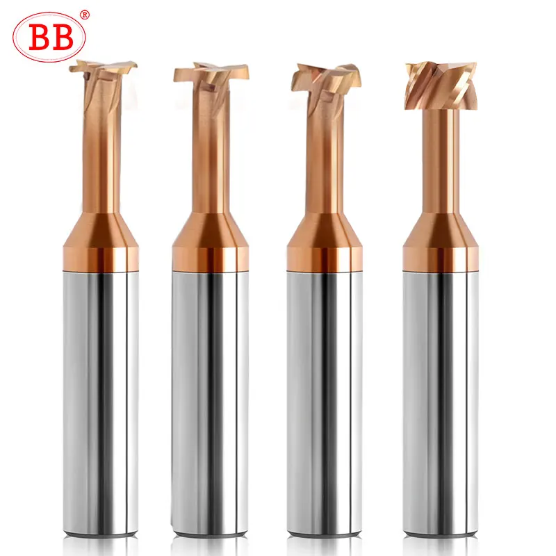 Fresa con ranura en T BB, herramienta de mecanizado de acero y Metal, con revestimiento CNC, de carburo sólido, molino de extremo con ranura en T,