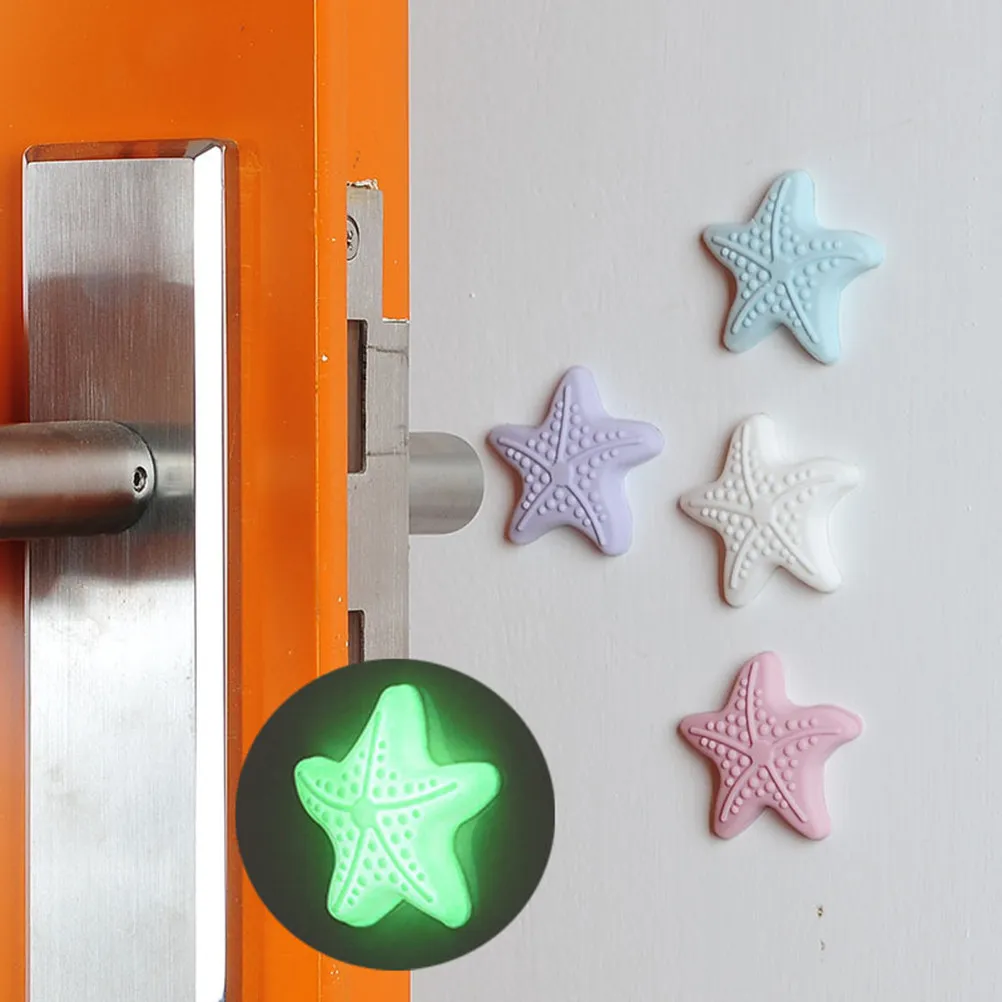 8Pcs Silent Bumper Pads Large Adhesive Star Shape Door Crash Pads Door Knob Stoppers Wall Bumpers for Doors Night Light Colors