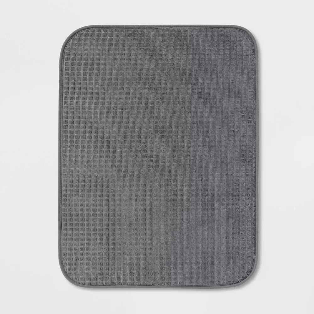 

18"x 24" Dish Drying Mat for Kitchen Counter,Dish Drainer Mat for Countertop,Gray Polyester Dish Mat,Machine Washable Drying Pad