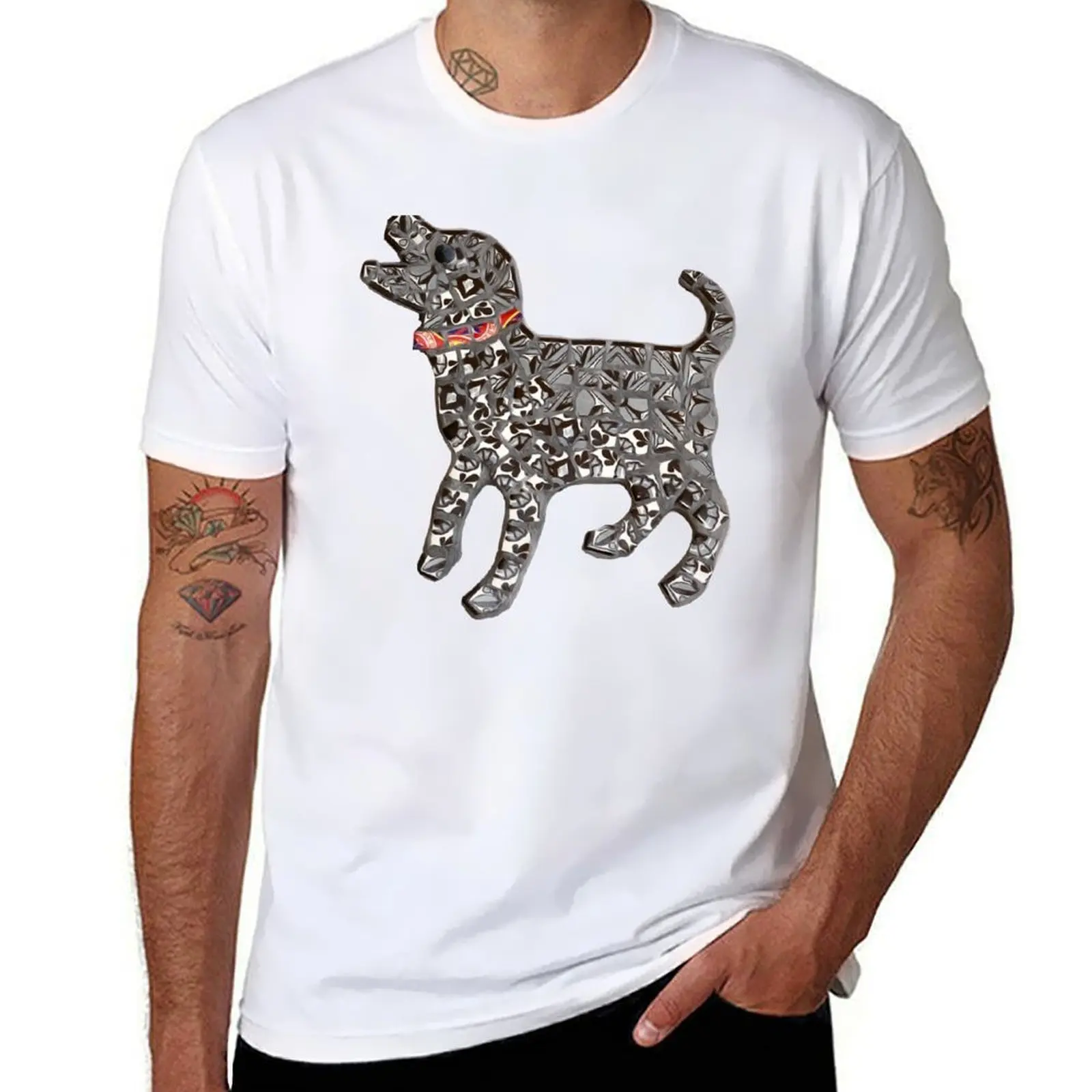 

Mosaic Dog Woof T-Shirt man t shirt cotton high quality t shirt for man 100 percent cotton T-Shirt