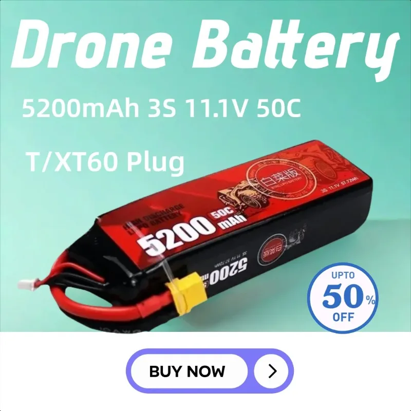 

5200mAh 3S 11.1V 50C T/XT60 LiPo Battery for RC Quadcopter Helicopter FPV Racing Drone Rechargeable Battery