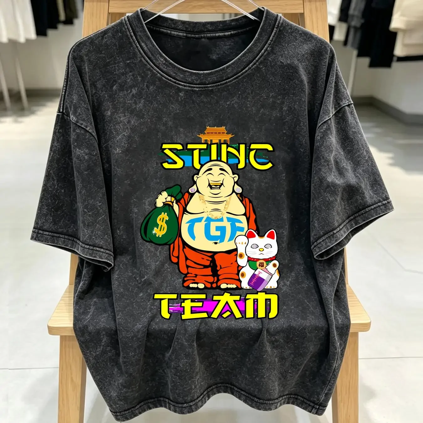 washed T Shirt Stinc Team Drakeo the Ruler  vintage Washed fashion graphic homme streetwear Unisex Casual Stylish Soft