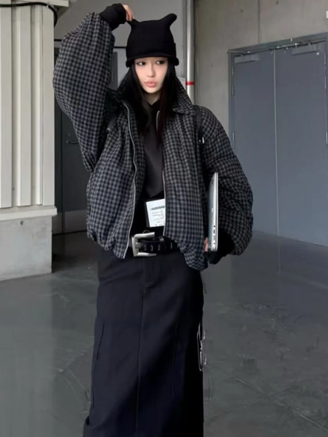 

Cleanfit Plaid Cotton Jaet Men's Winter Thi Woolen Outerwear Warm Retro Sle Stand Fit Long Sve Casual Coat